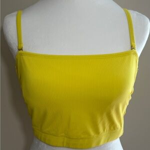 Yellow Ribbed Spaghetti Strap Crop Top